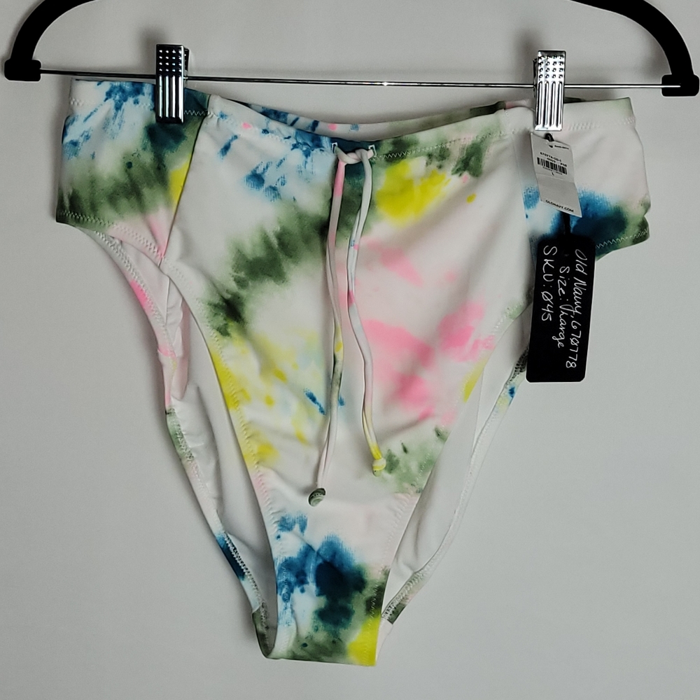 Old Navy, High-Waisted, Tie-Dye Swim Bottoms, Large